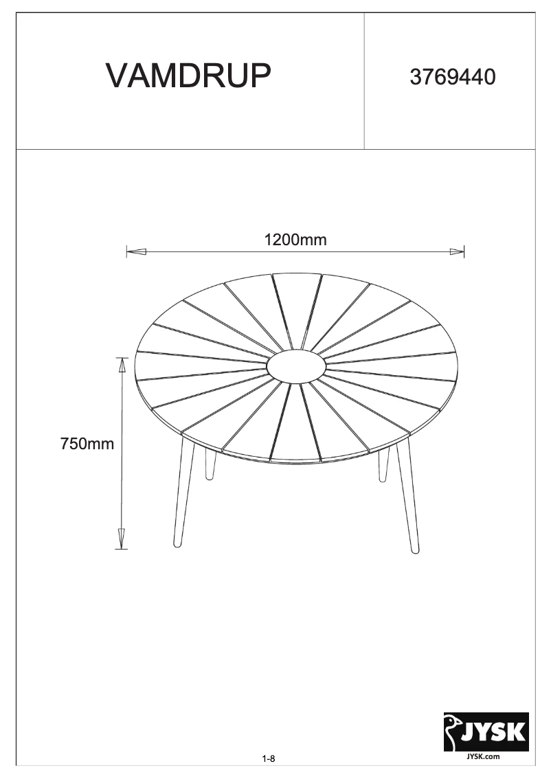 Page 1 de la notice Manuel utilisateur JYSK Vamdrup (120x74)
