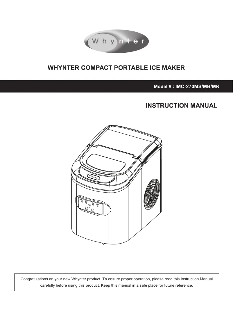 Page 1 de la notice Manuel utilisateur Whynter IMC-270MS