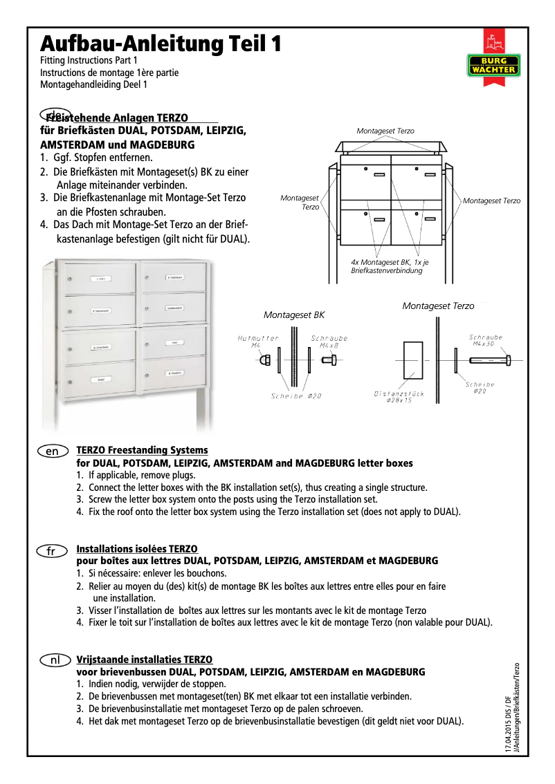 Page 1 of the manual User Manual Burg Wächter .DUAL-FRONT SILBER 1 BK