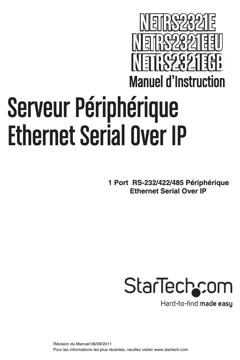 Image de la première page du manuel de l'appareil NETRS2321EGB