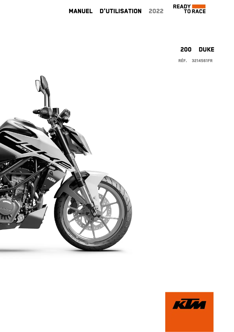 Page 1 de la notice Manuel utilisateur KTM 200 Duke (2022)