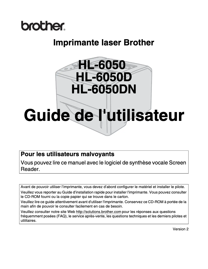 Image de la première page du manuel de l'appareil HL-6050