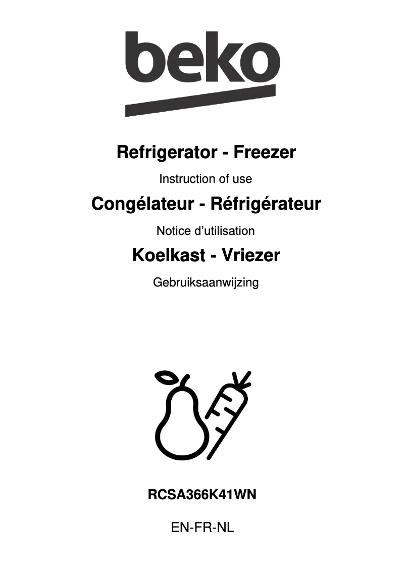 Page 1 de la notice Manuel utilisateur Beko RCSA366K41WN