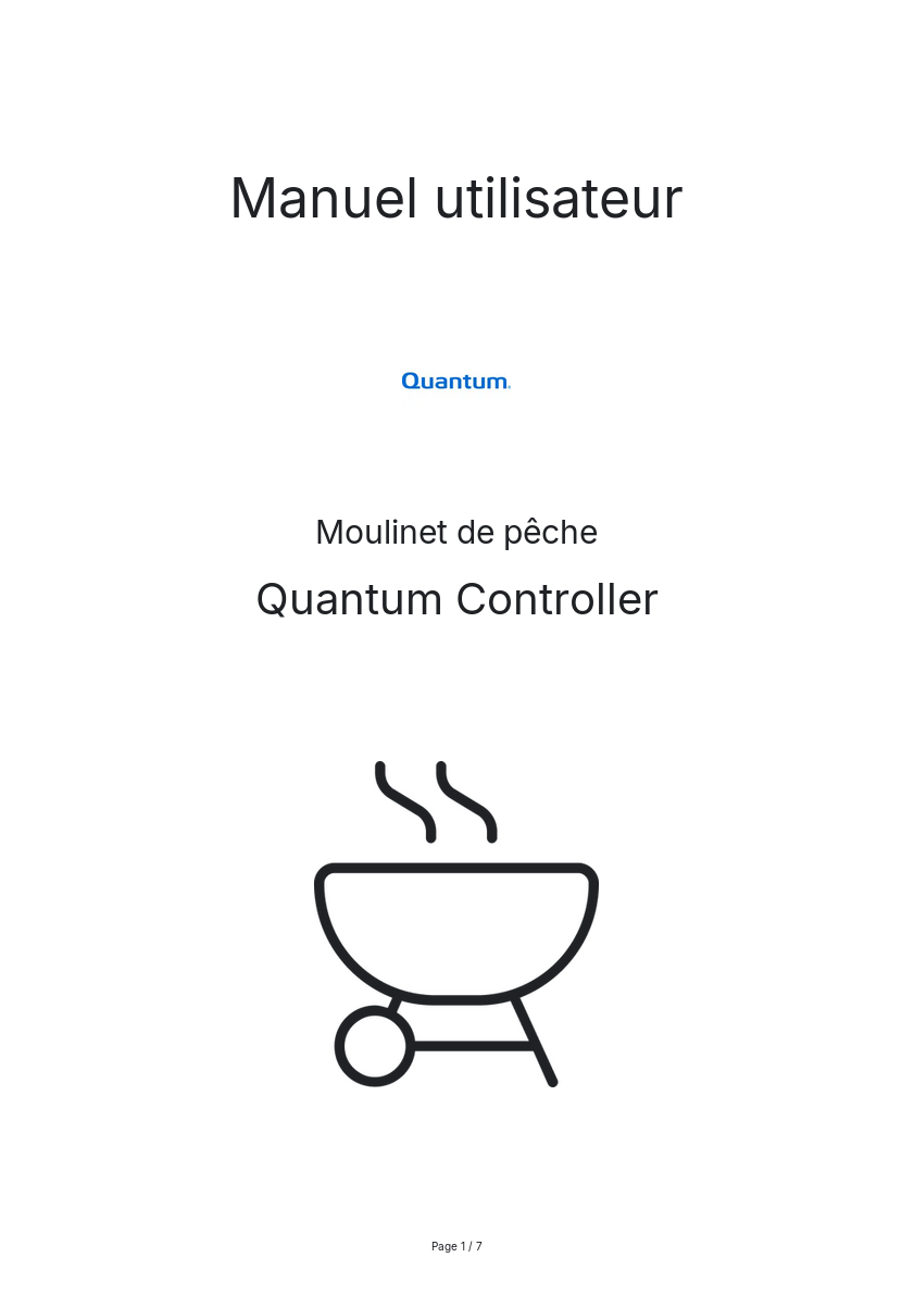 Page n°1 - Manuel utilisateur Quantum Controller