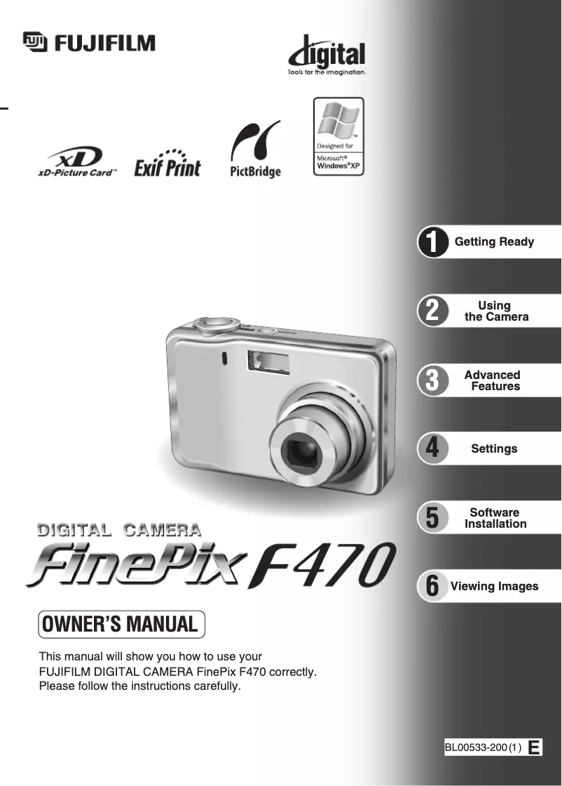 Image de la première page du manuel de l'appareil FinePix F470