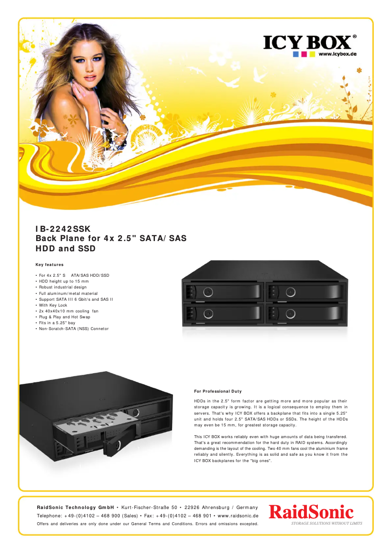 Página 1 del manual Ficha técnica Icy Box Raidsonic IB-2242SSK disk array