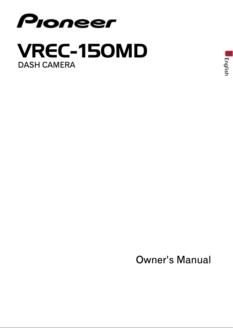 Page n°1 - Manuel utilisateur Pioneer VREC-150MD