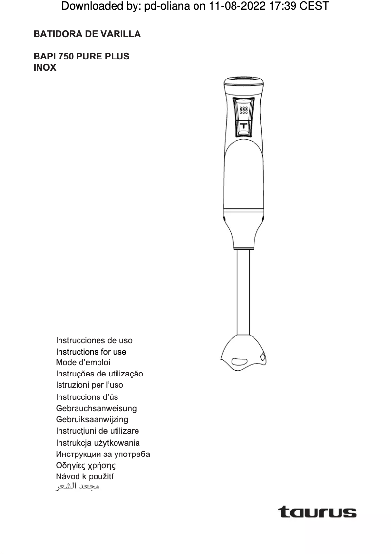 Image de la première page du manuel de l'appareil Bapi 750 Pure Plus Inox