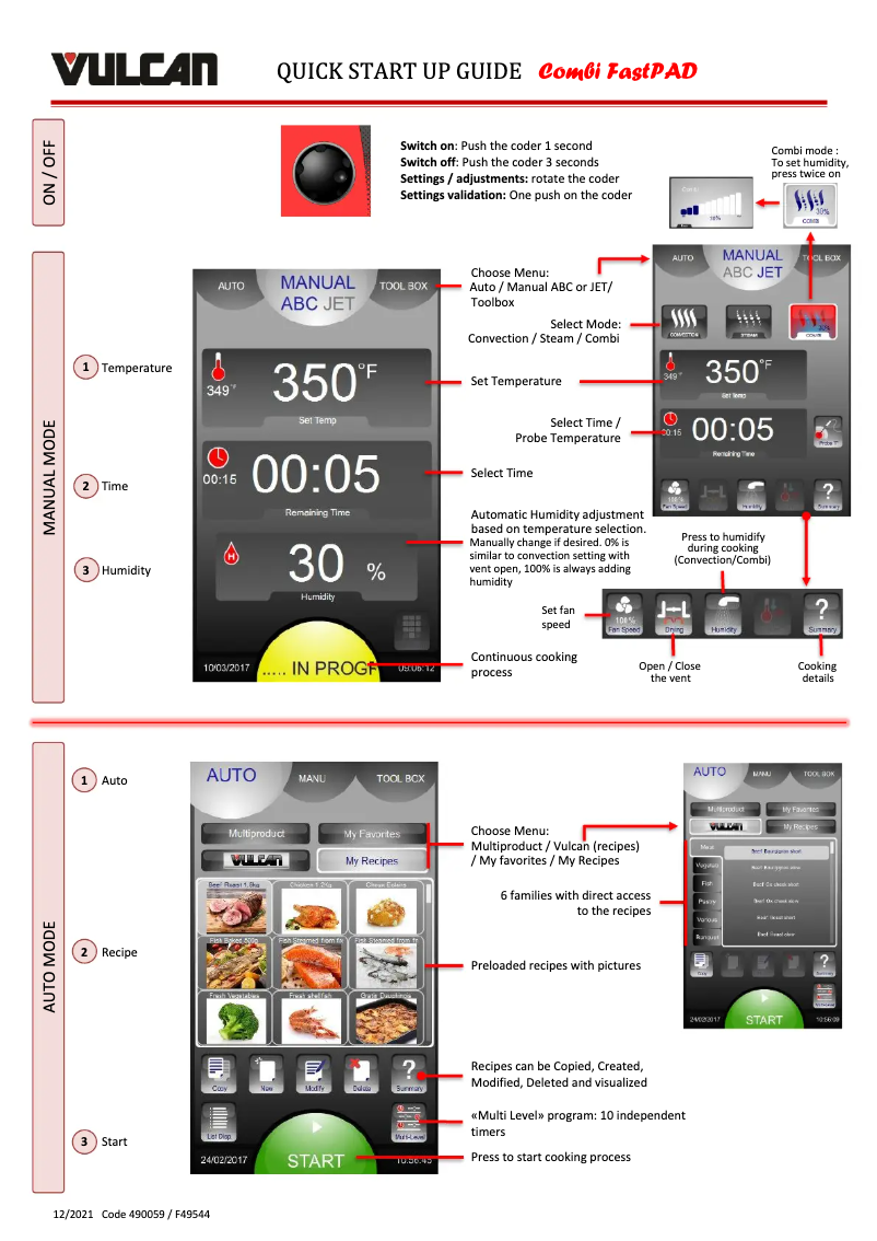 Página 1 del manual Guía de inicio rápido Vulcan TCM-61G