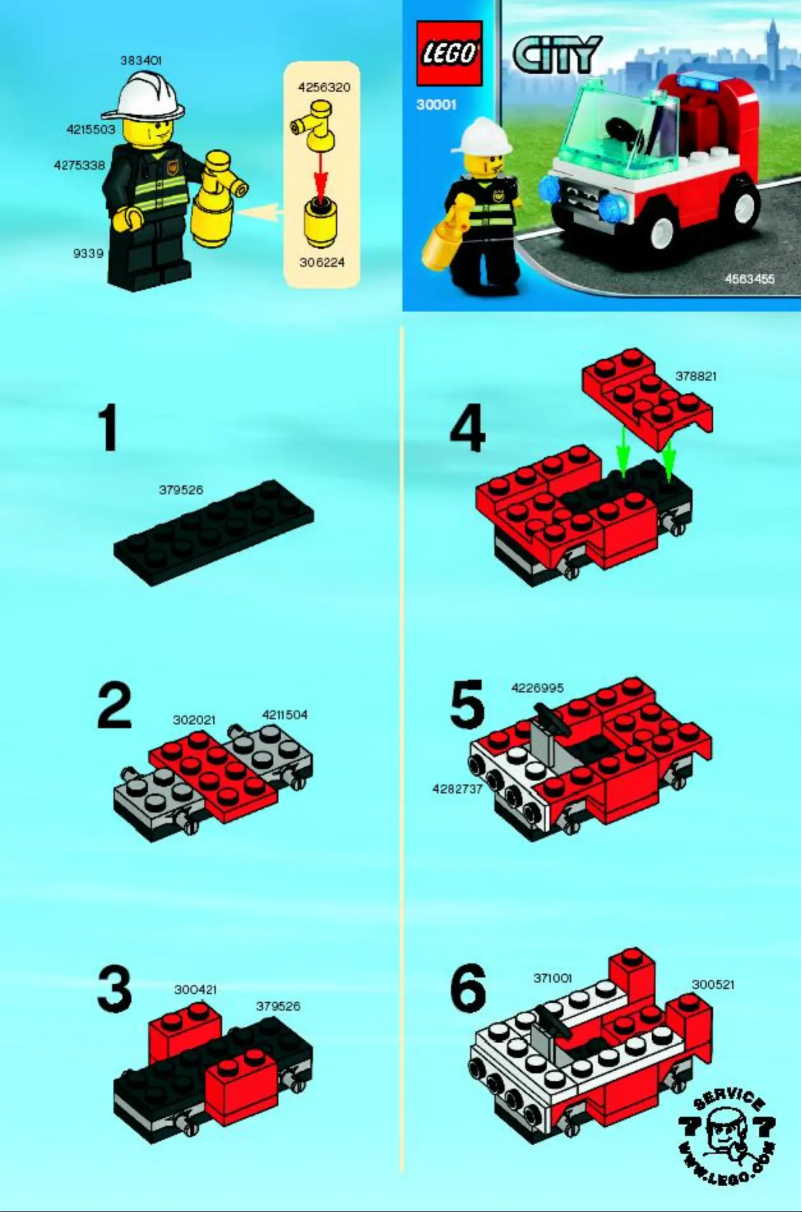 Page 1 de la notice Manuel utilisateur Lego Firemans Car