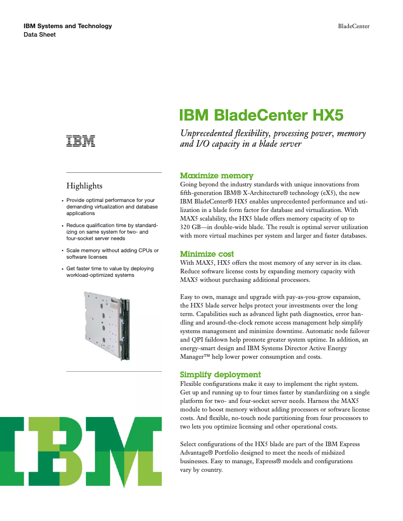 Page n°1 - Manuel utilisateur IBM BladeCenter HX5 8?