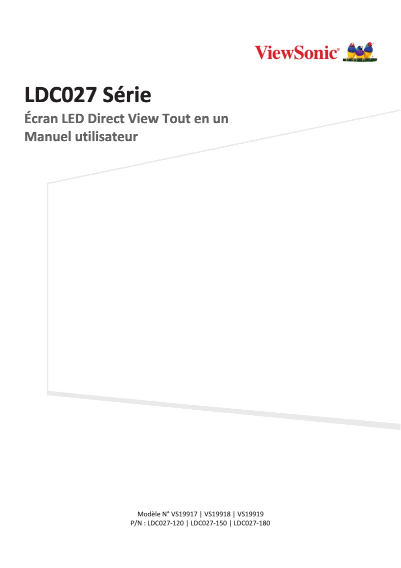 Page 1 de la notice Manuel utilisateur Viewsonic LDC027-180