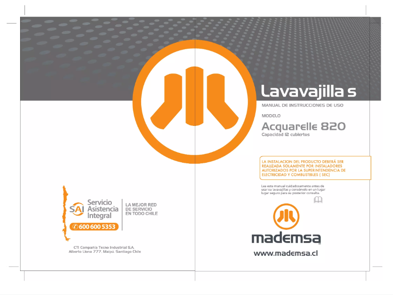 Page n°1 - Manuel utilisateur Mademsa Acquarelle 820