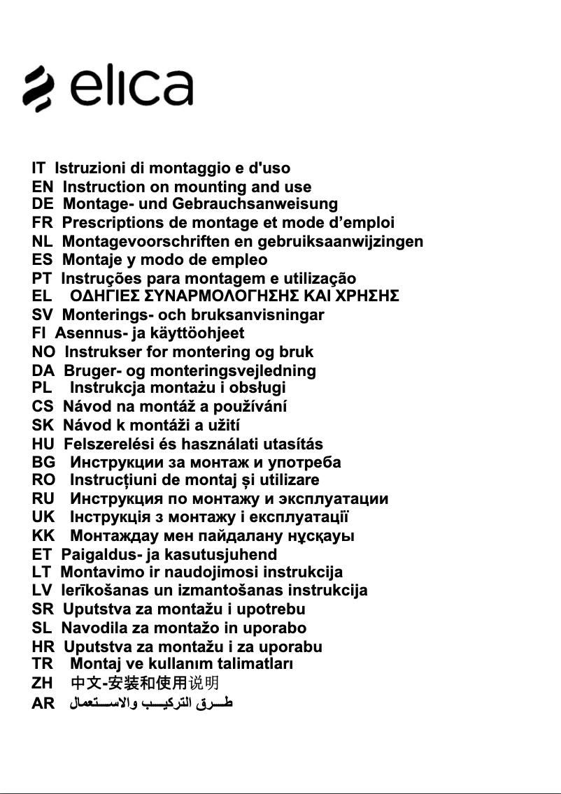 Page n°1 - Manuel utilisateur Elica Shire PRF0119829