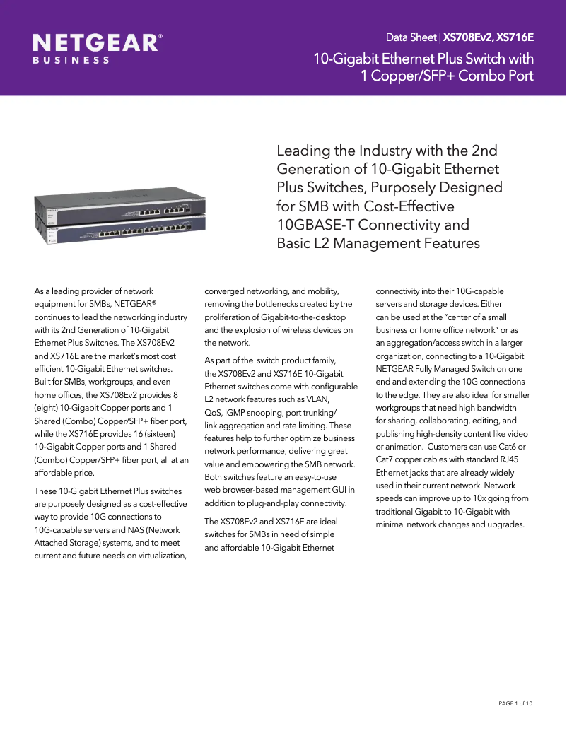 Page n°1 - Fiche technique Netgear XS708Ev2