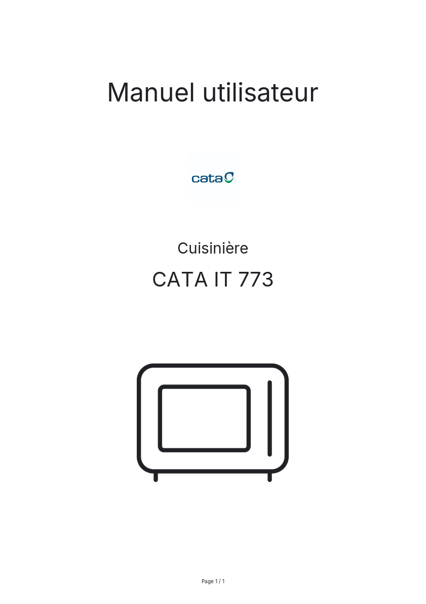 Page n°1 - Manuel utilisateur CATA IT 773