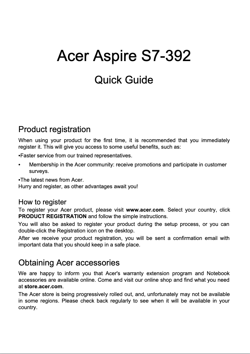Image de la première page du manuel de l'appareil Aspire S7