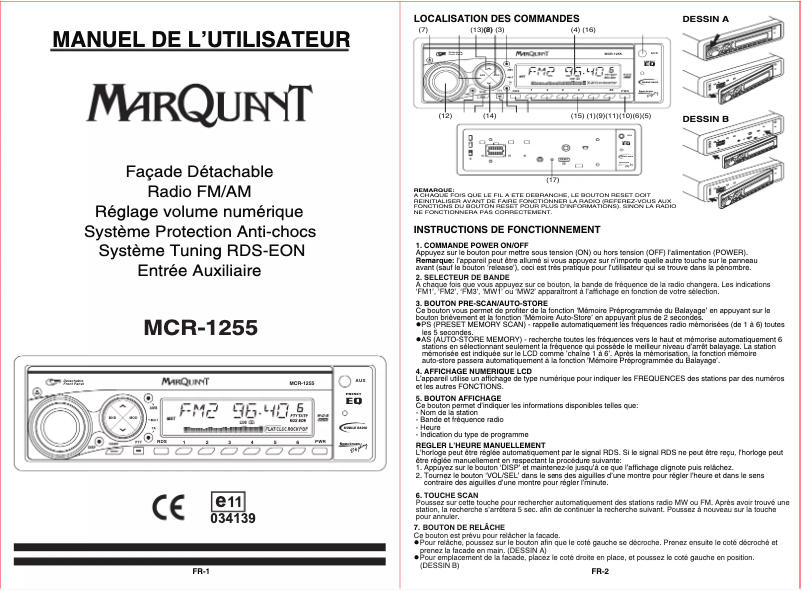 Page n°1 - Manuel utilisateur Marquant MCR-1255