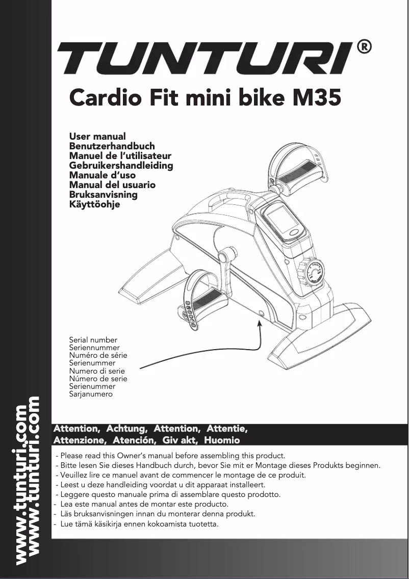 Page n°1 - Manuel utilisateur Tunturi Cardio Fit mini bike M35