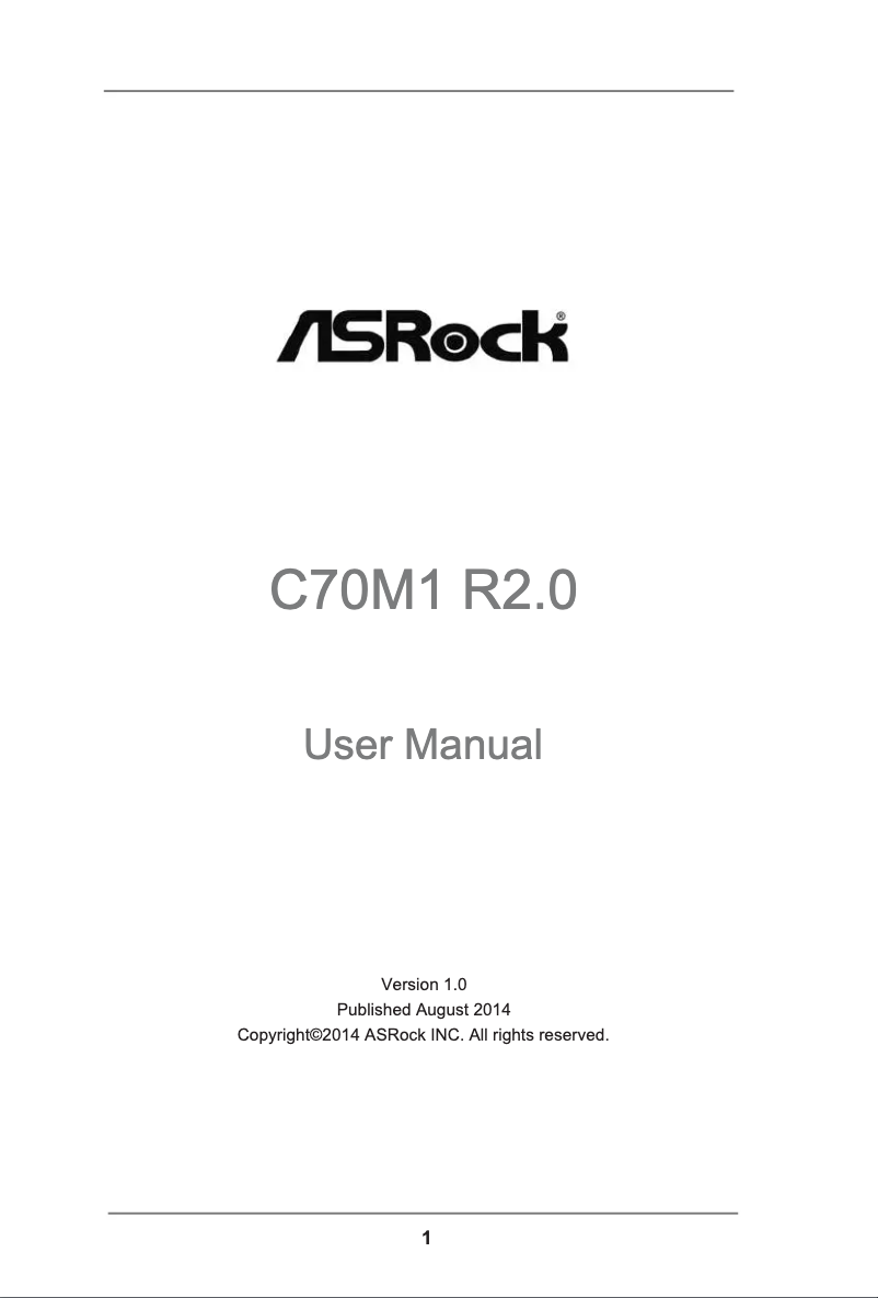 Página 1 del manual Manual de usuario Asrock C70M1 R2.0