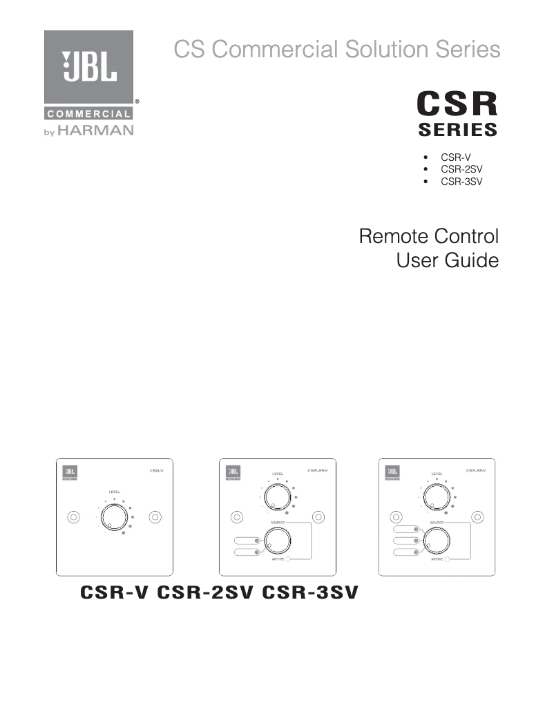 Page n°1 - Manuel utilisateur JBL CSR3SVWHT