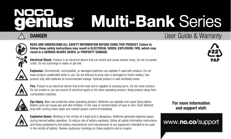 Page n°1 - Manuel utilisateur NOCO GENIUS 2X4