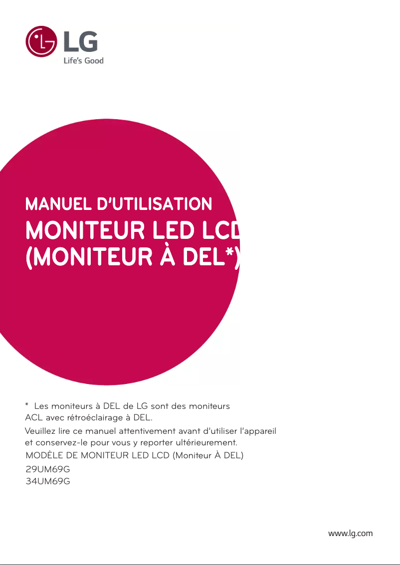 Page n°1 - Manuel utilisateur LG 29UM69G-B