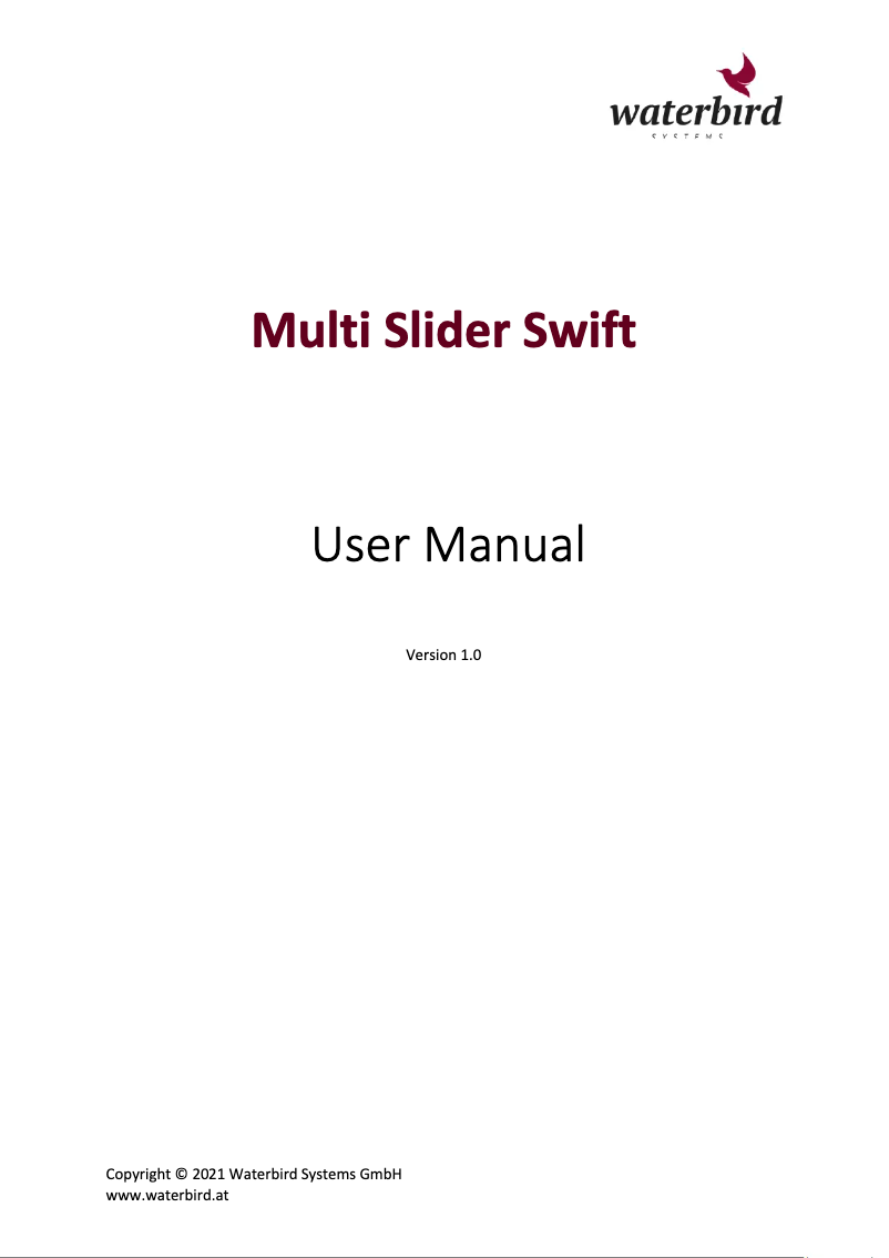 Page n°1 - Manuel utilisateur Waterbird Multi Slider Swift