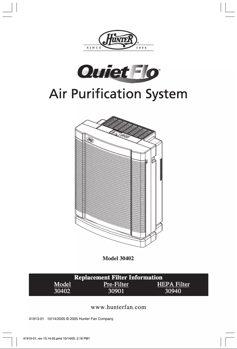 Page n°1 - Manuel utilisateur Hunter QuietFlo 30402