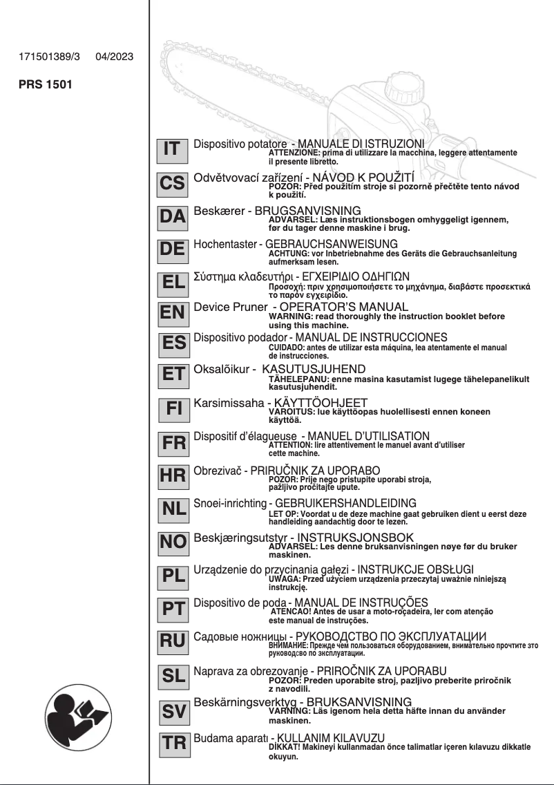 Page 1 de la notice Manuel utilisateur Stiga PRS 1501
