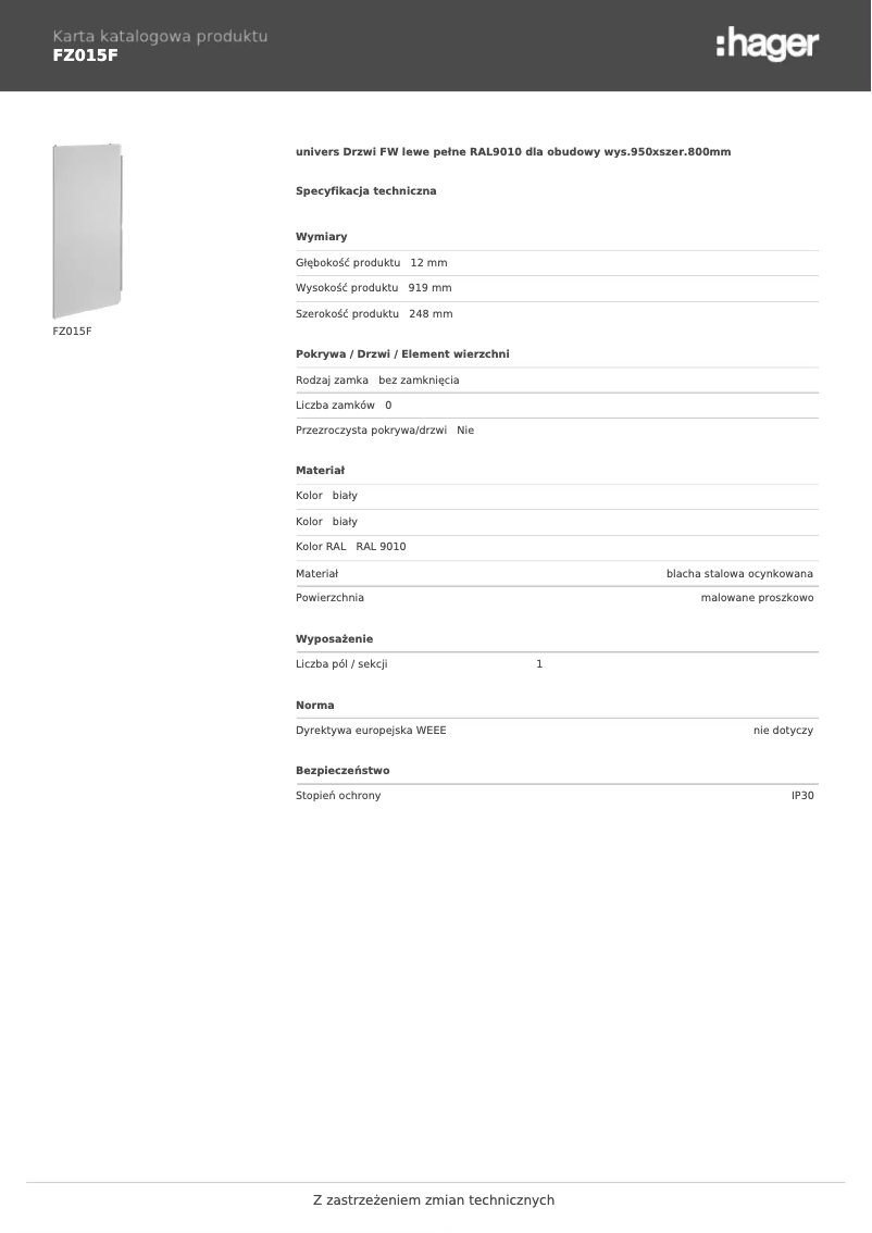 Page n°1 - Manuel utilisateur Hager FZ015F