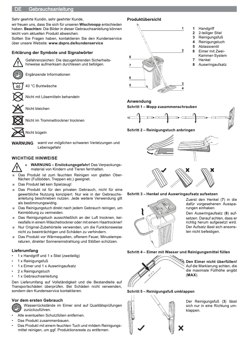 Page n°1 - Manuel utilisateur Cleanmaxx 04020