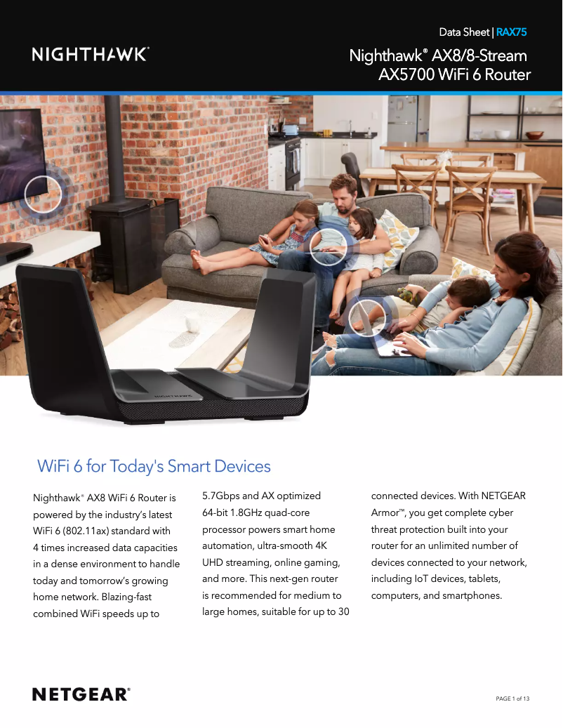 Page 1 de la notice Fiche technique Netgear Nighthawk RAX75