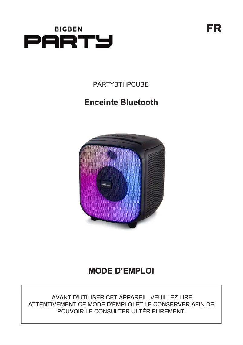 Image de la première page du manuel de l'appareil PARTYBTHPCUBE