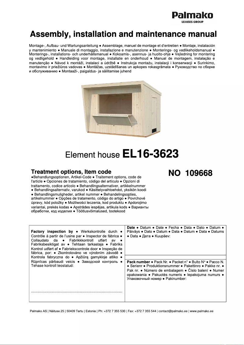 Page 1 de la notice Manuel utilisateur Palmako Kira