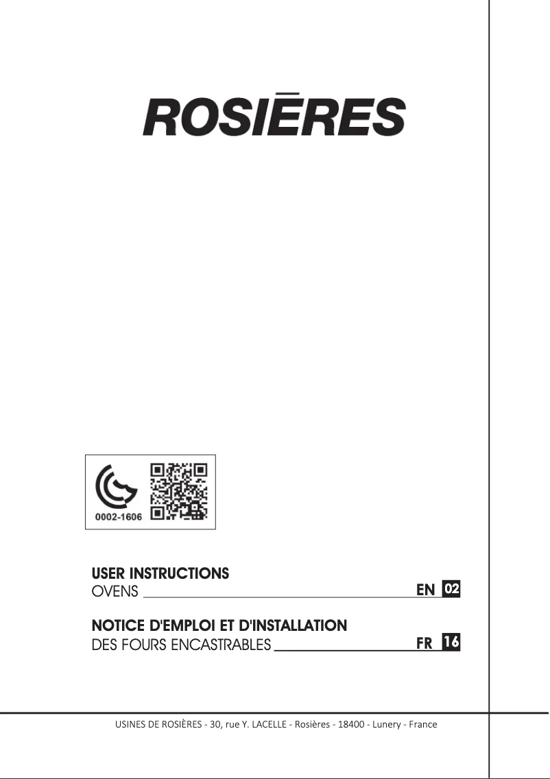 Page 1 de la notice Manuel utilisateur Rosieres RFZP 67 IN