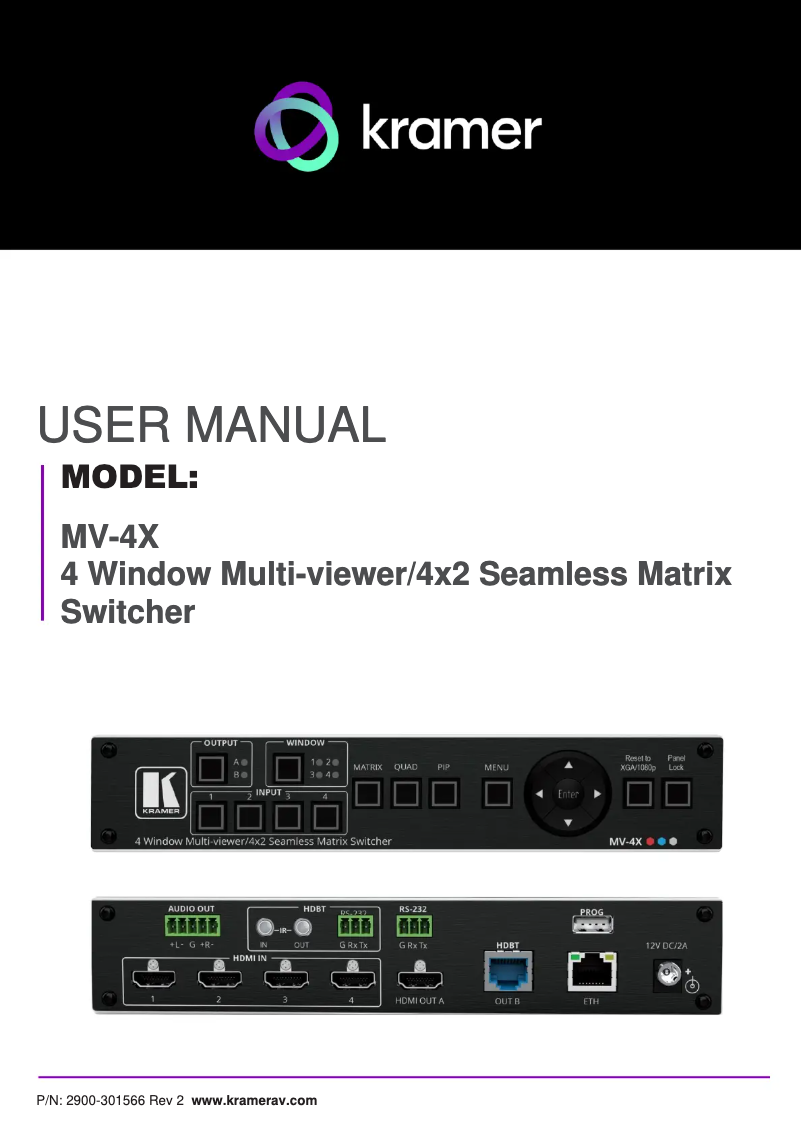 Page n°1 - Manuel utilisateur Kramer MV-4X