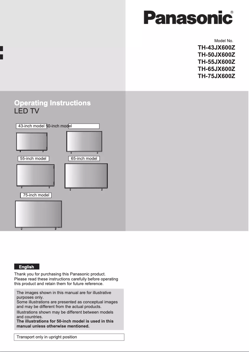 Page 1 de la notice Manuel utilisateur Panasonic TH-75JX600Z