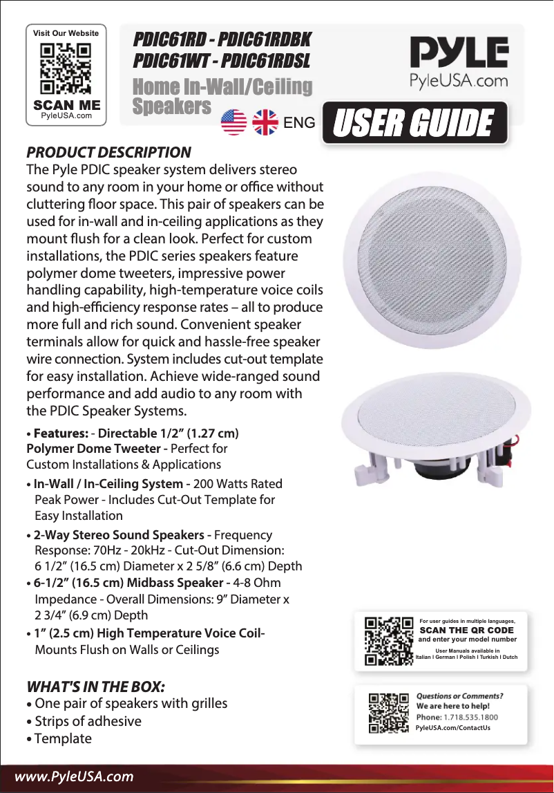 Page 1 de la notice Manuel utilisateur Pyle PDIC61RD