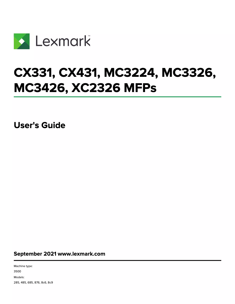 Page 1 de la notice Manuel utilisateur Lexmark MC3326adwe