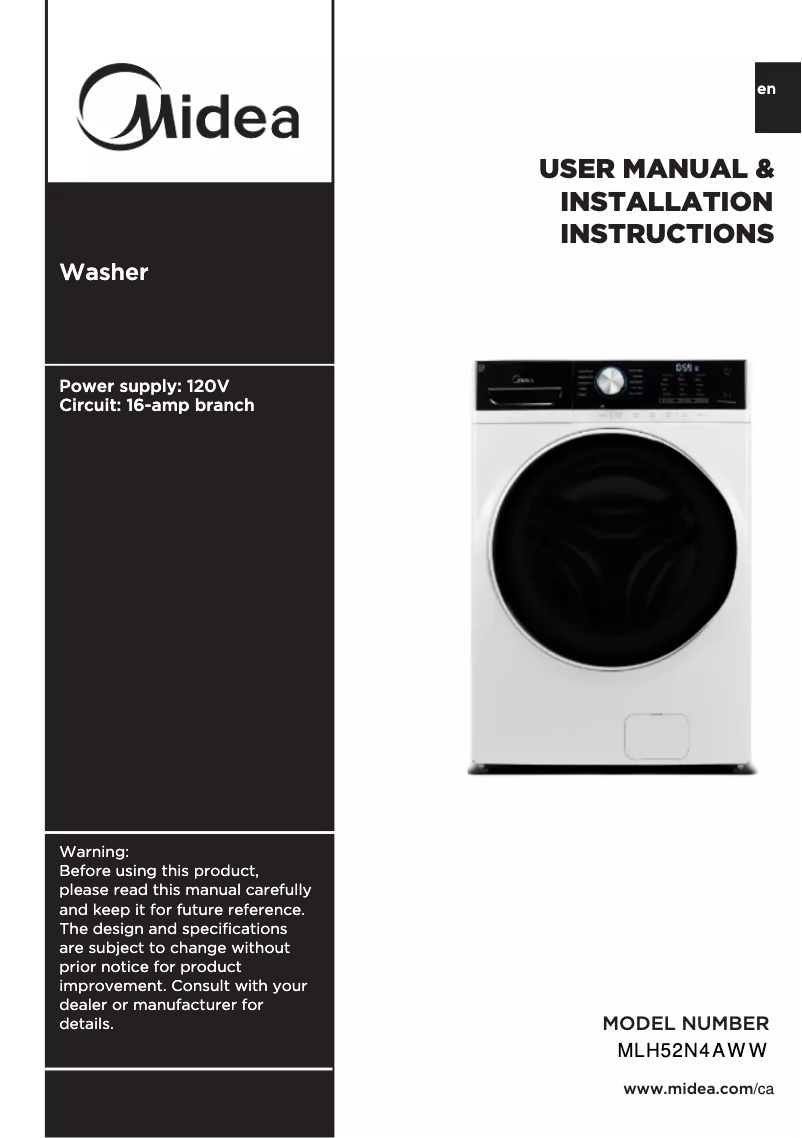 Page 1 de la notice Manuel utilisateur Midea MLH52N4AWW