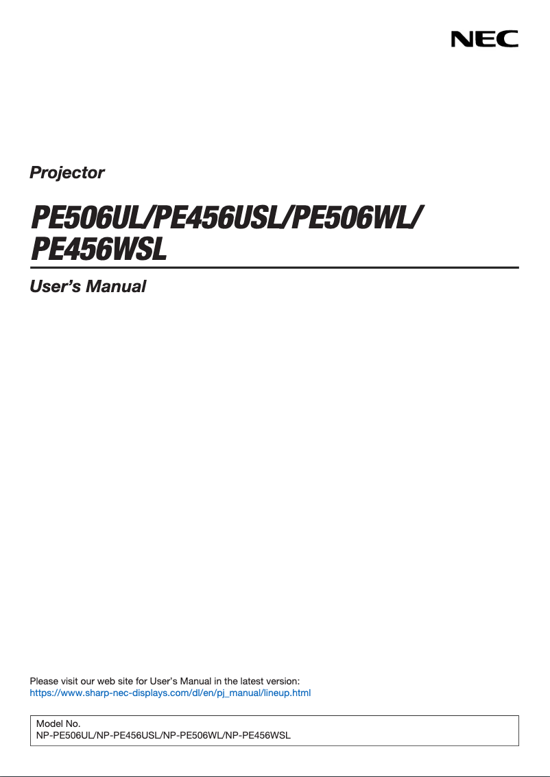 Page n°1 - Manuel utilisateur Sharp PE506WL