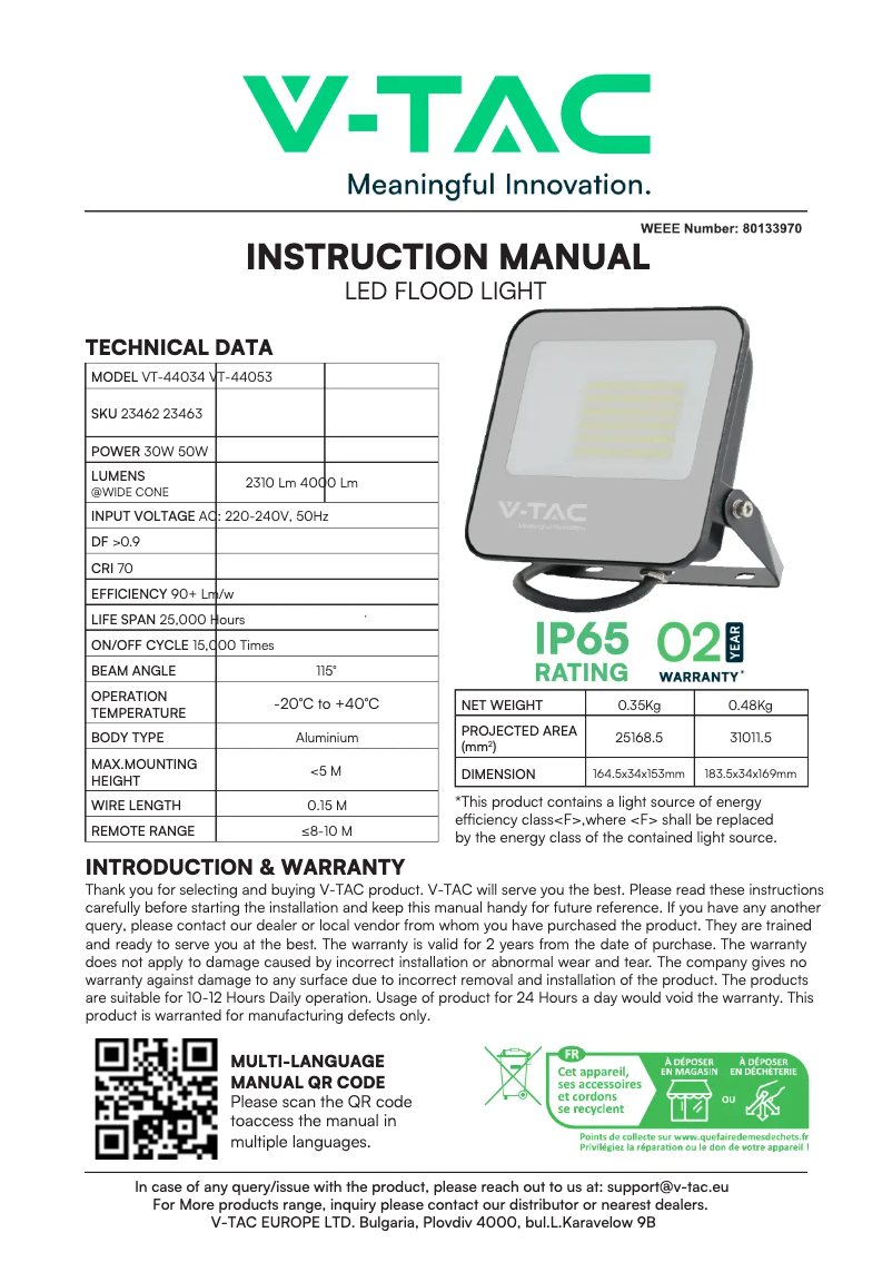 Image de la première page du manuel de l'appareil VT-44034