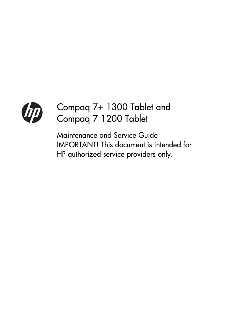 Page 1 de la notice Manuel d'utilisation et d'entretien HP Compaq 7+ 1300