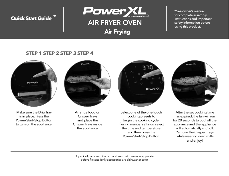 Page n°1 - Guide de démarrage rapide PowerXL Air Fryer Oven CM-001