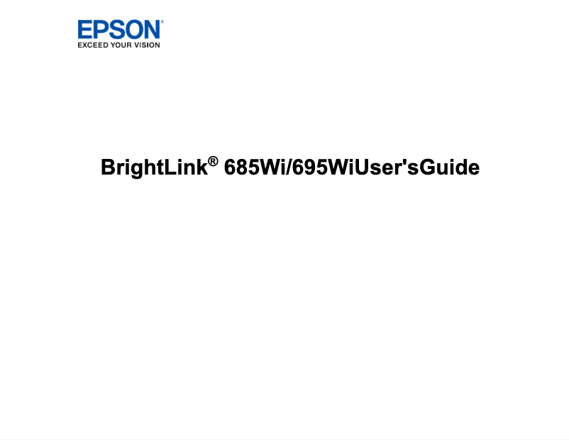 Page 1 of the manual User Manual Epson BrightLink 685Wi