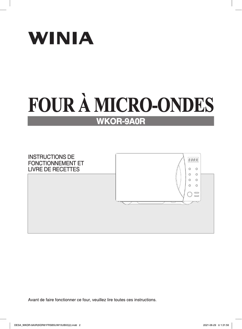 Page n°1 - Manuel utilisateur Winia WKOR-9A0R