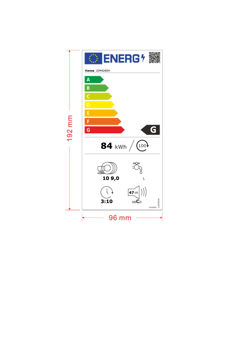 Page n°1 - Label énergétique Hansa ZIM426EH