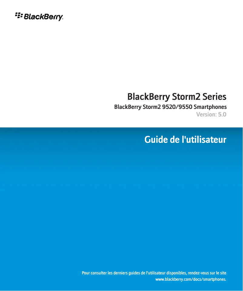 Page 1 de la notice Manuel utilisateur BlackBerry Storm 2 9550