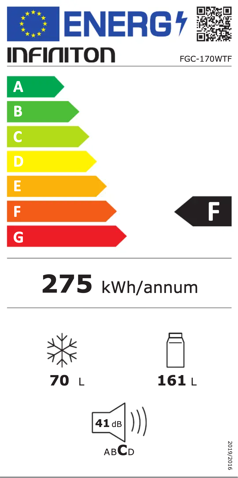 Page n°1 - Label énergétique Infiniton FGC-170WTF
